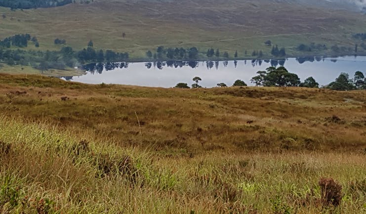 West highland way loch of water with trees reflected