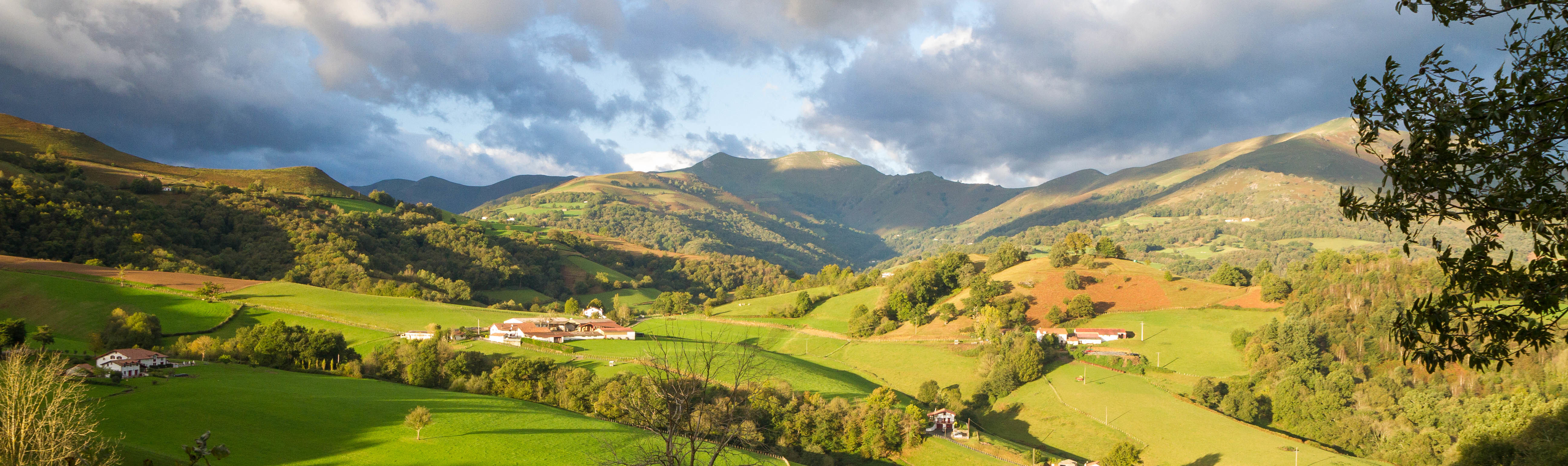 Green patchwork of hills in French Basque country