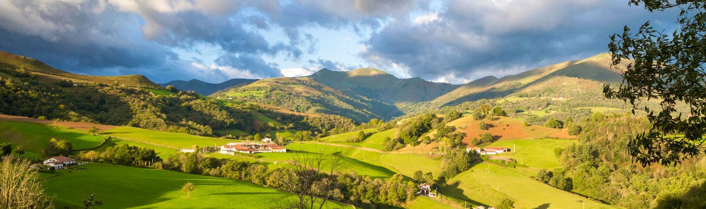 Green patchwork of hills in French Basque country